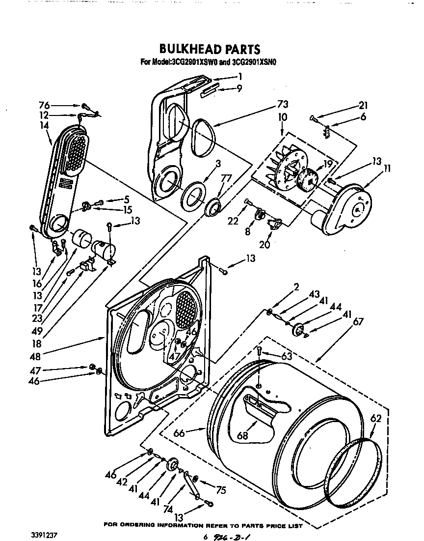 Whirlpool 3CG2901XSW0 bulkhead diagram