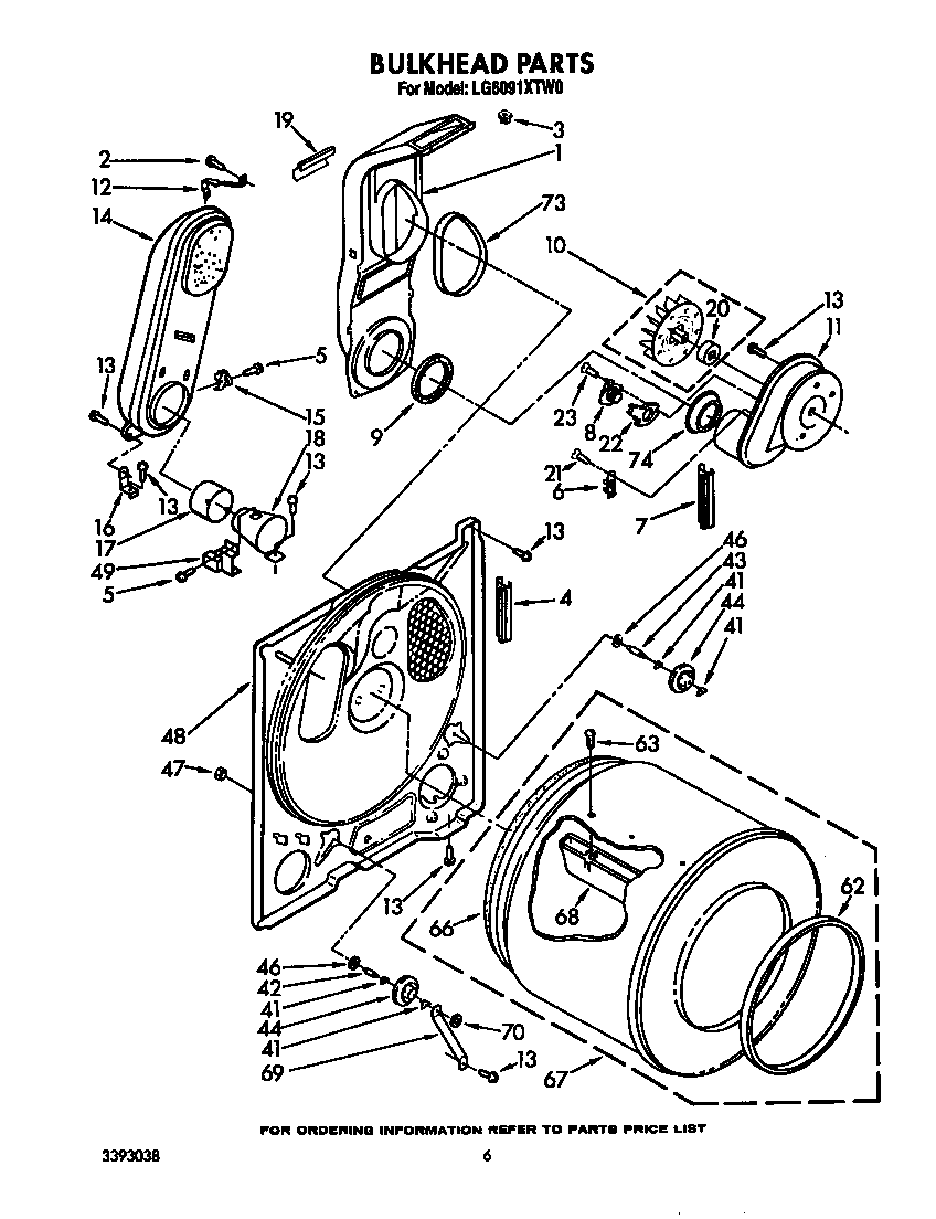 Whirlpool LG6091XTW0 bulkhead diagram