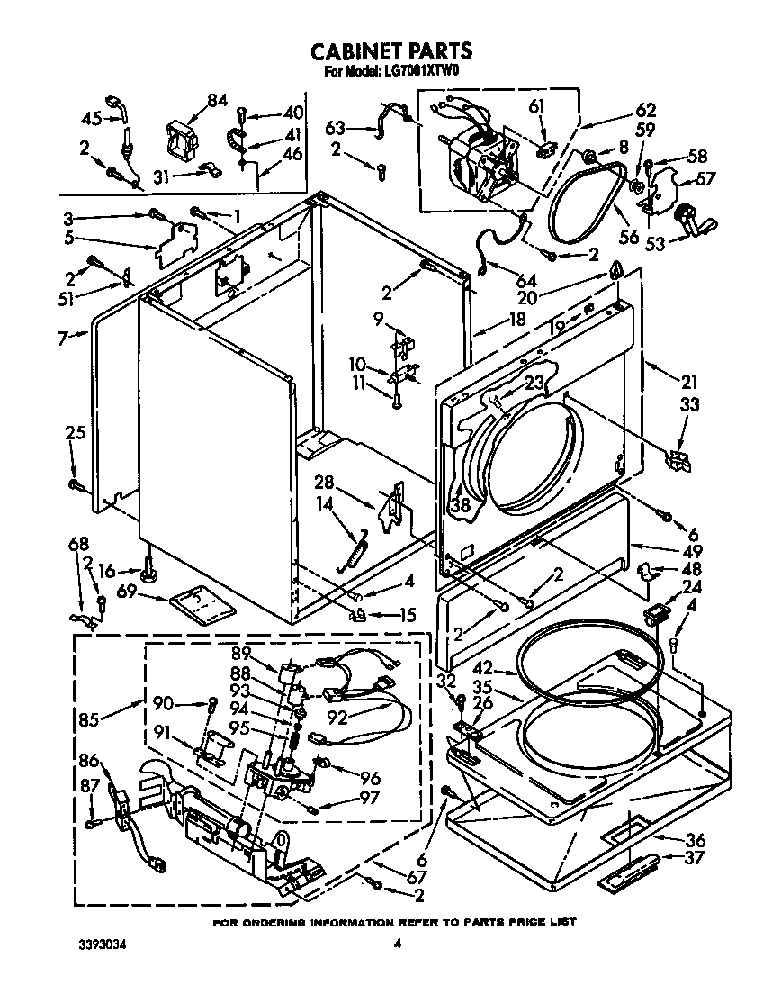Whirlpool LG7001XTW0 cabinet diagram