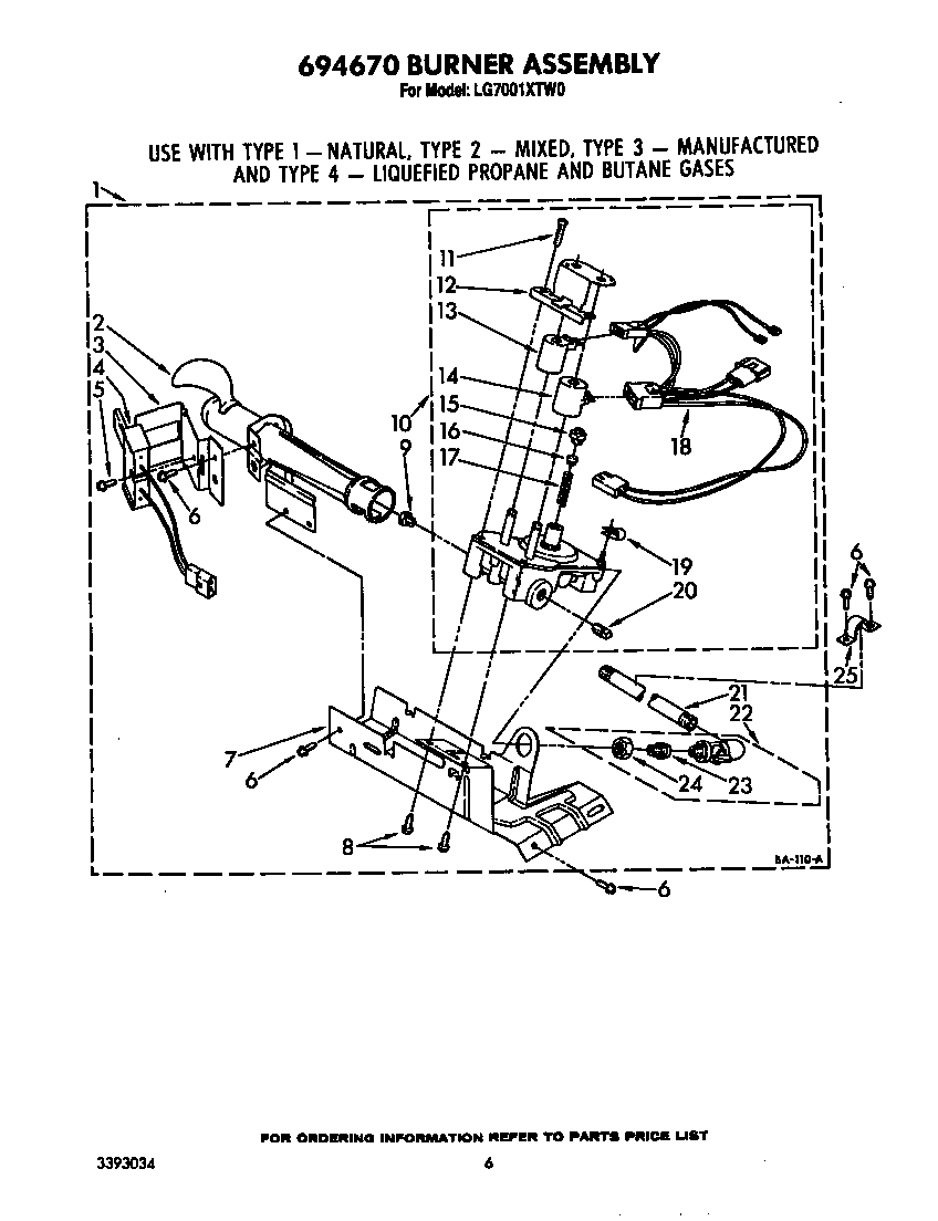 Whirlpool LG7001XTW0 694670 burner diagram