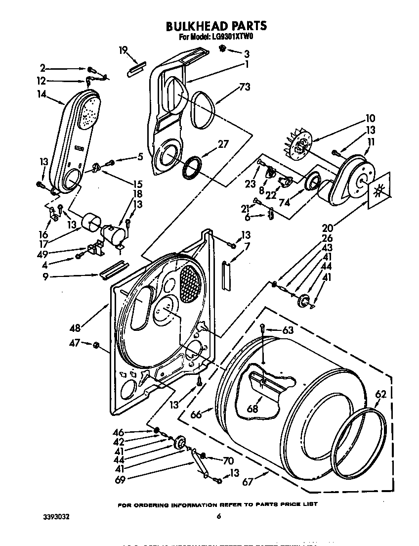 Whirlpool LG9301XTW0 bulkhead diagram