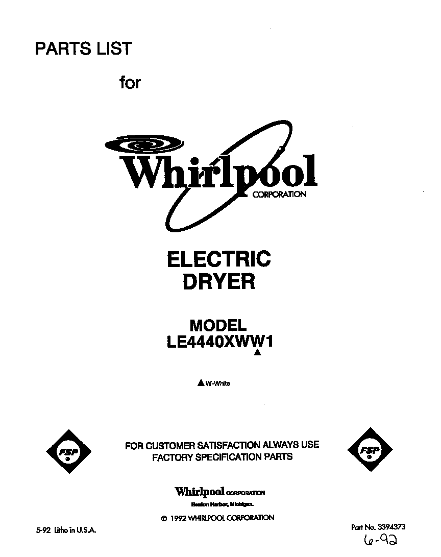 Whirlpool LE4440XWW1 null diagram
