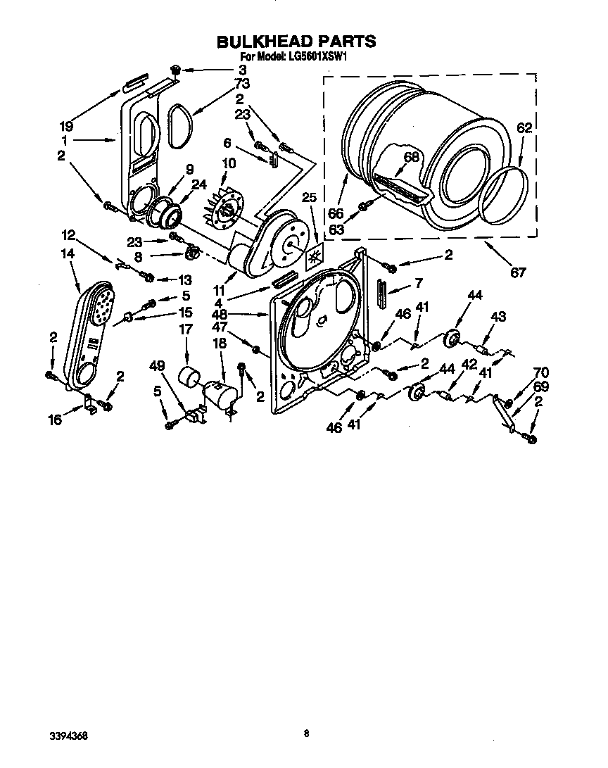 Whirlpool LG5601XSW1 bulkhead diagram