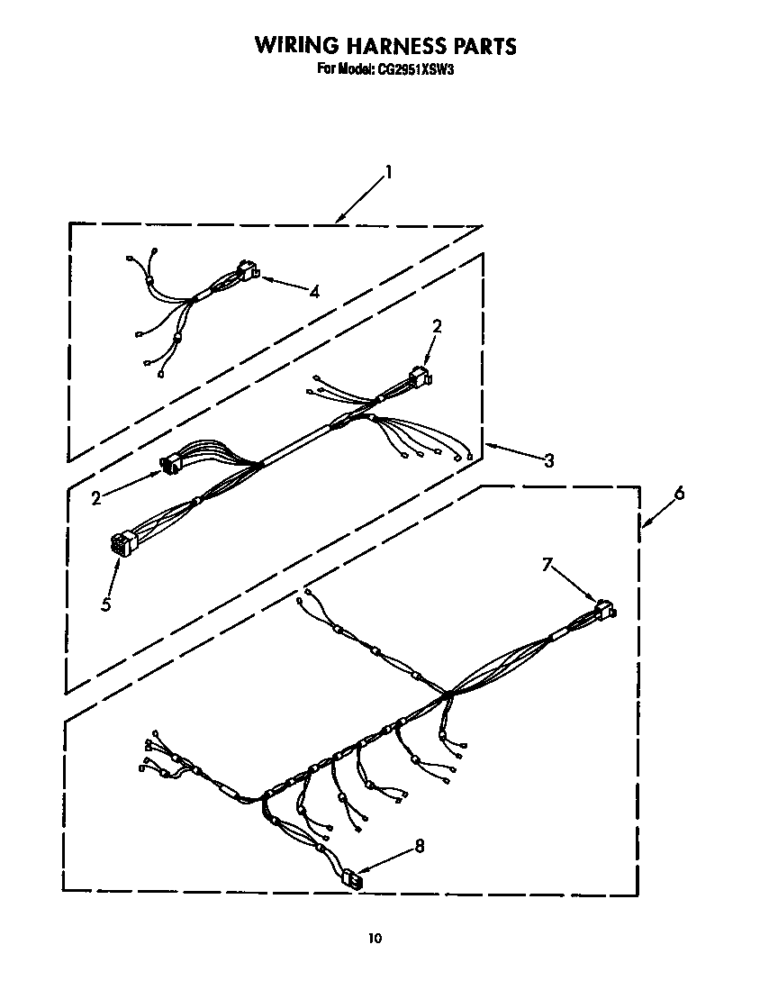 Whirlpool CG2951XSW3 wiring harness diagram