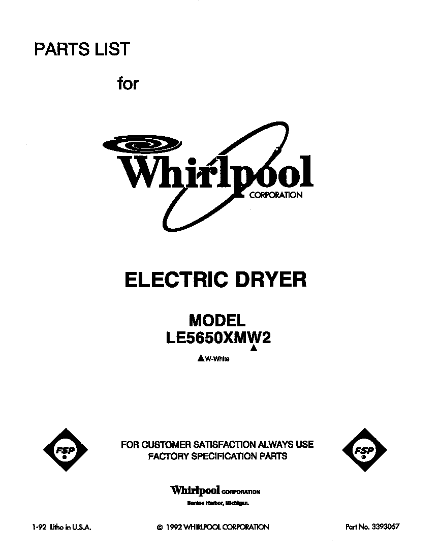 Whirlpool LE5650XMW2 null diagram