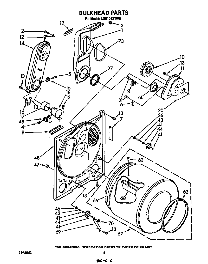 Whirlpool LG9101XTW0 bulkhead diagram