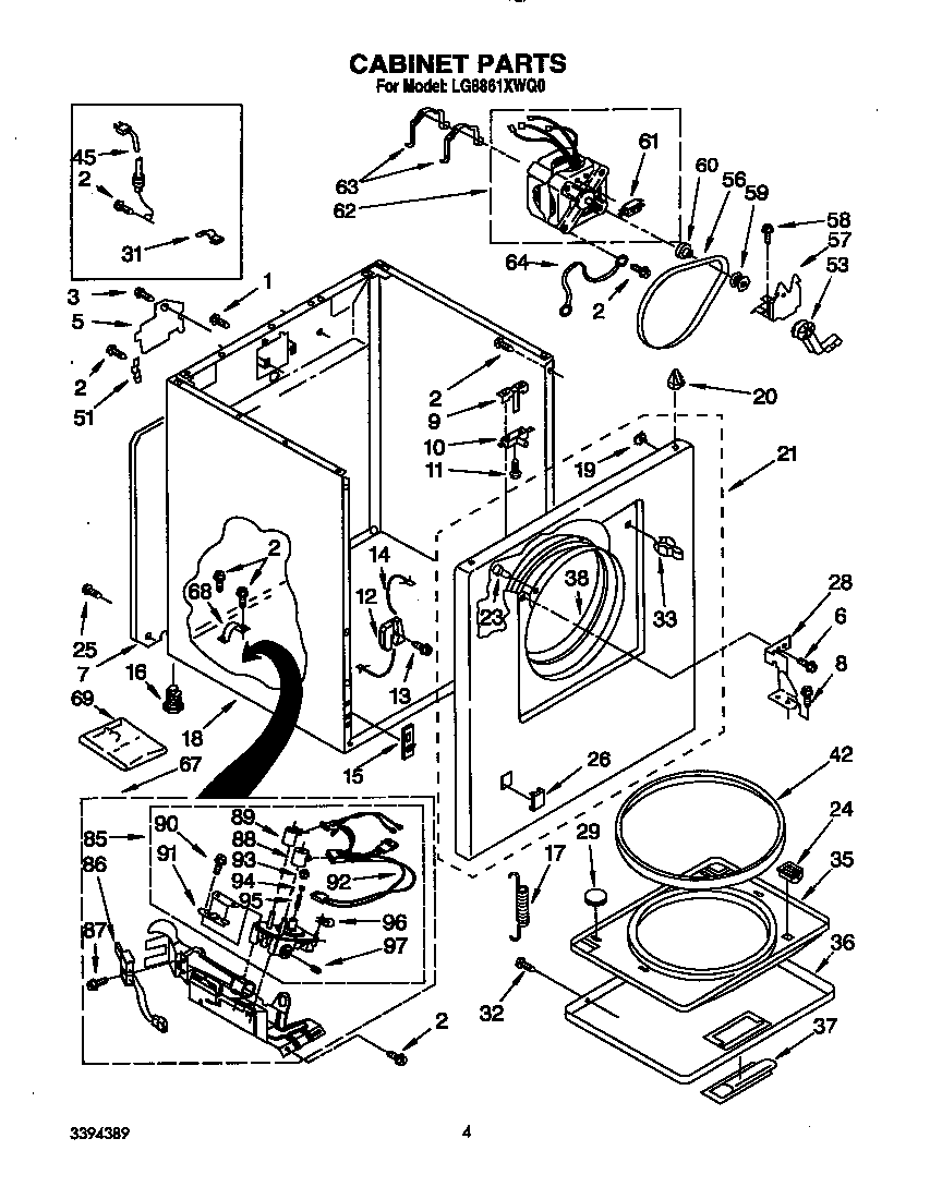 Whirlpool LG8861XWQ0 cabinet diagram