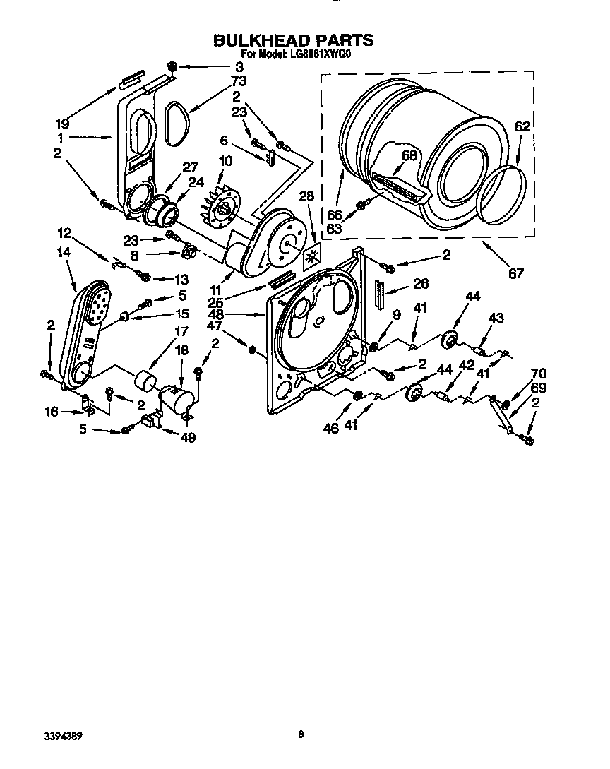 Whirlpool LG8861XWQ0 bulkhead diagram