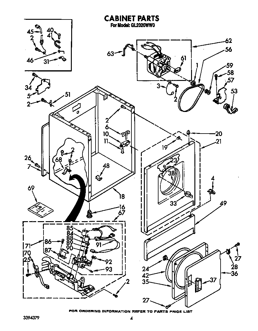 Roper GL2020WW0 cabinet diagram