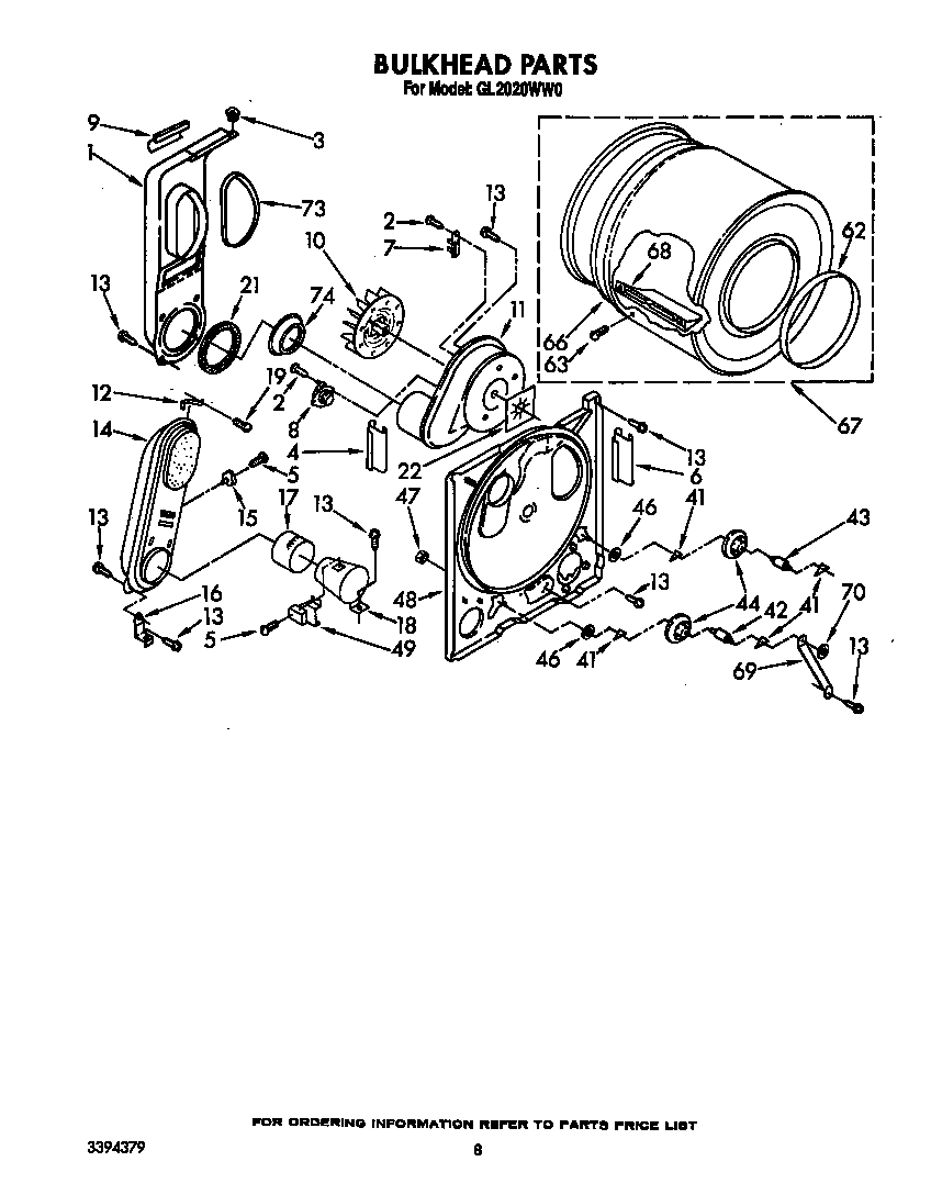 Roper GL2020WW0 bulkhead diagram