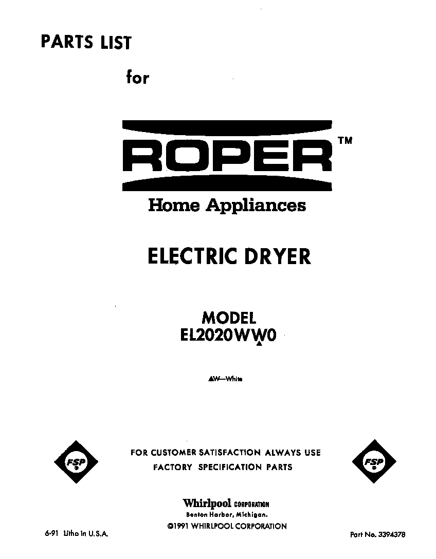 Roper EL2020WW0 null diagram