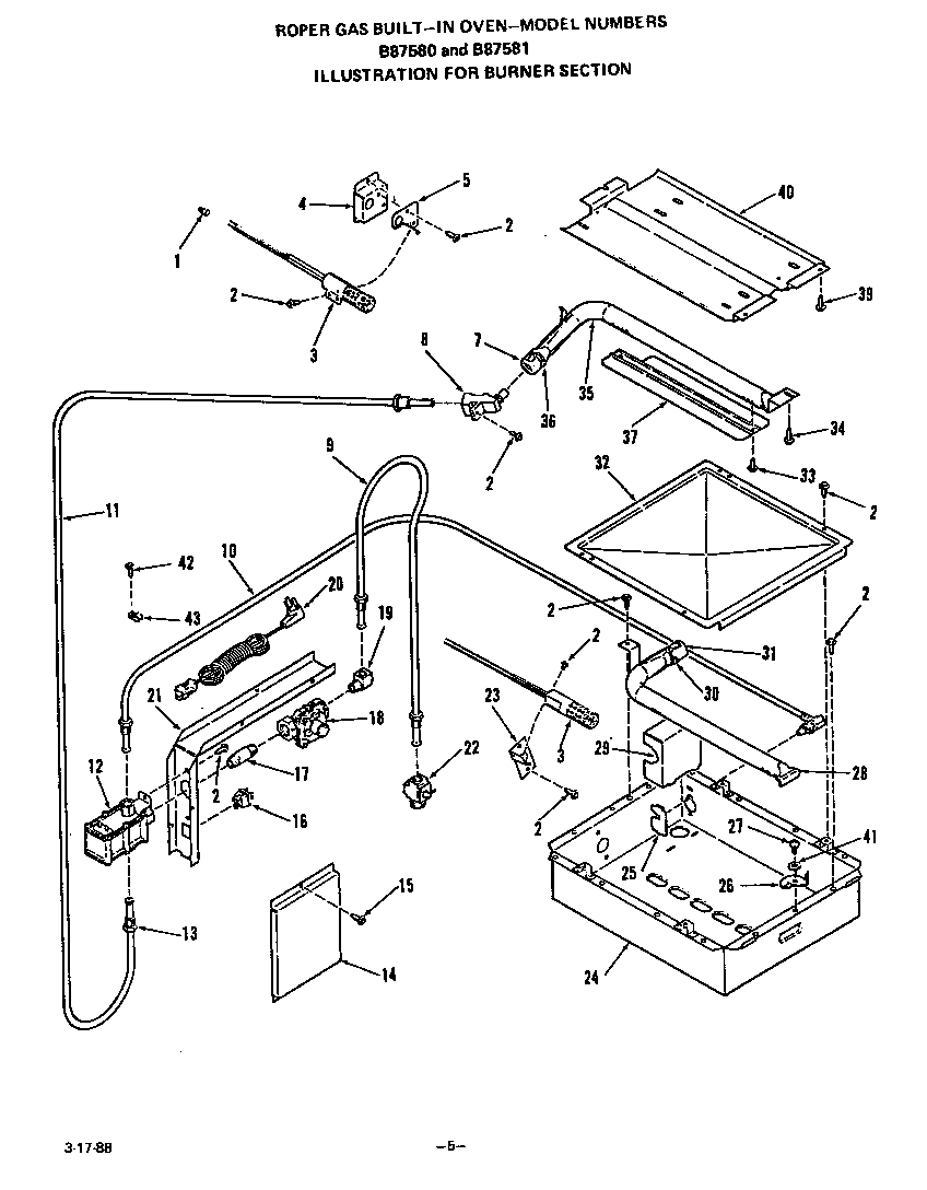 Roper B8758B1 burner diagram