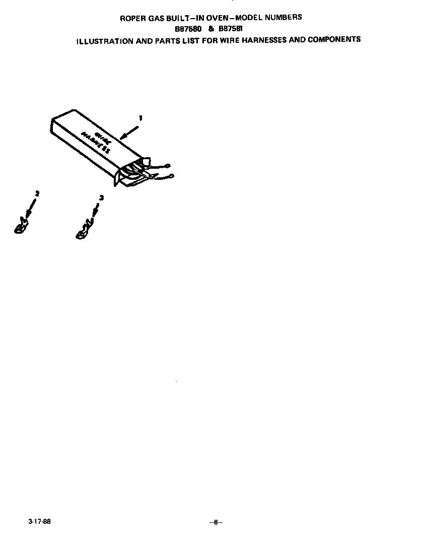 Roper B8758B1 wire harness and components diagram