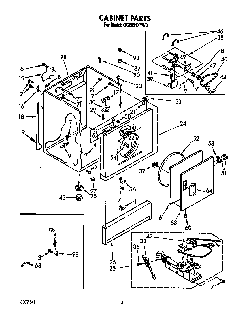 Whirlpool CG2951XYW0 cabinet diagram