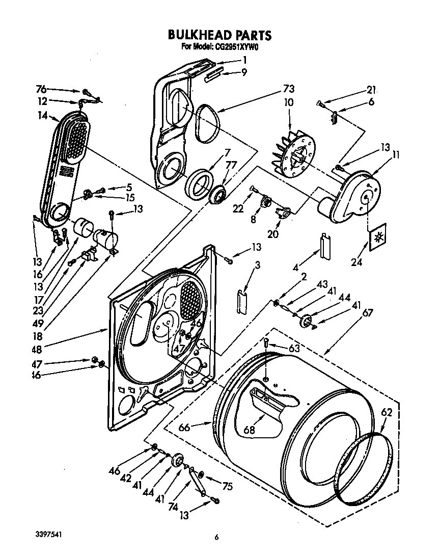 Whirlpool CG2951XYW0 bulkhead diagram