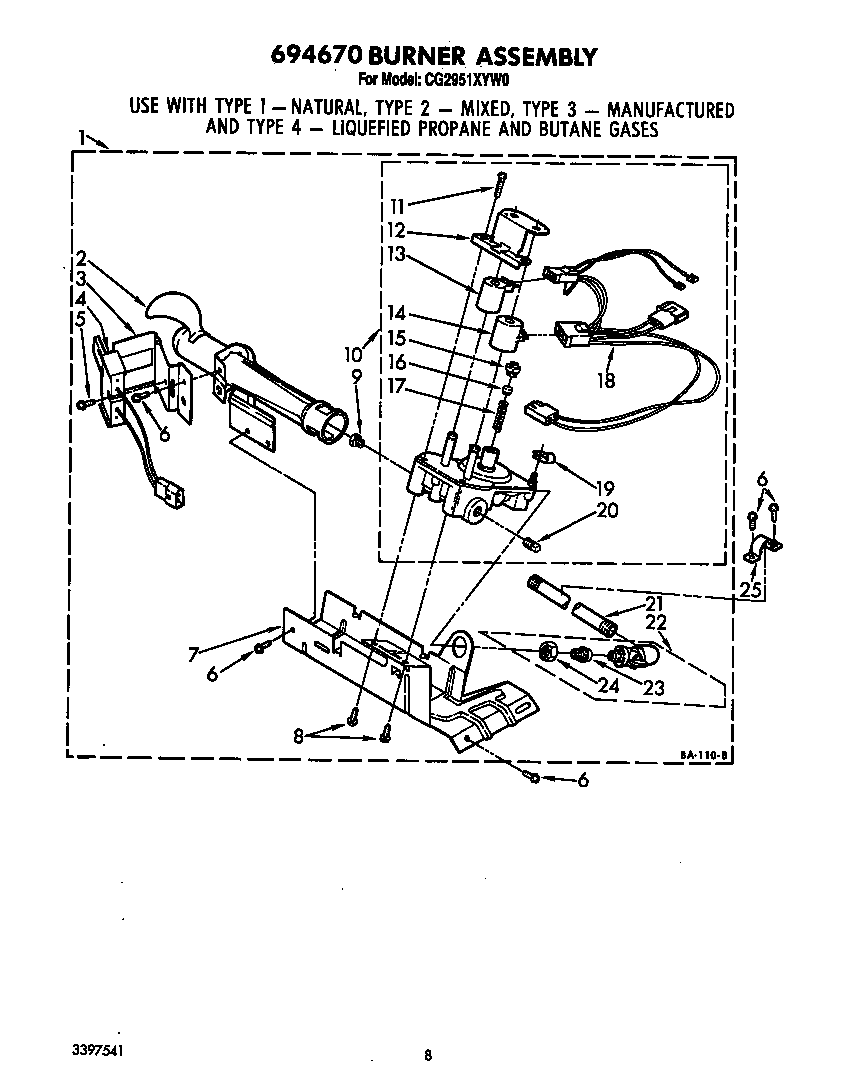 Whirlpool CG2951XYW0 694670 burner diagram