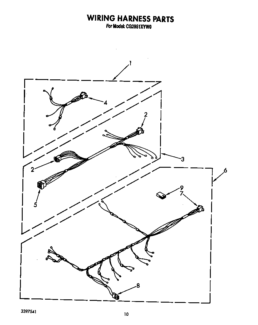 Whirlpool CG2951XYW0 wiring harness diagram