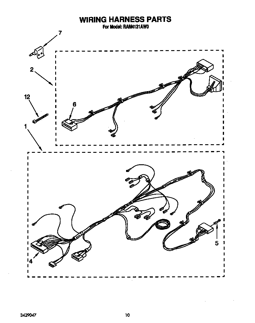 Roper RAM4131AW0 wiring harness diagram