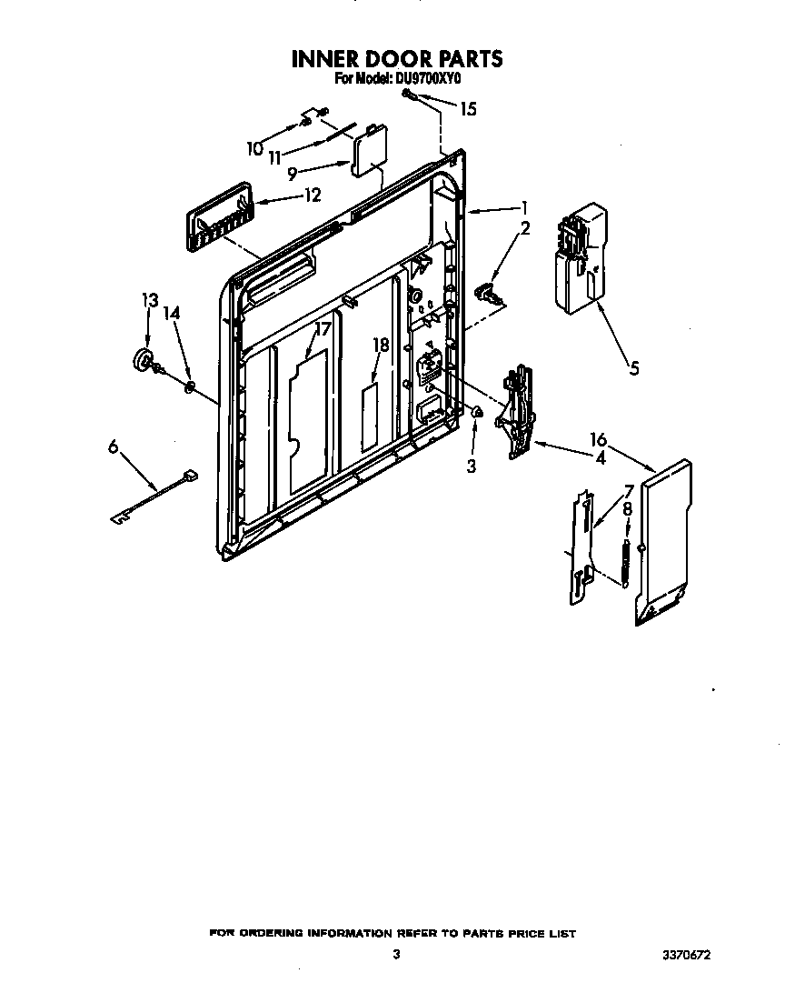 Whirlpool DU9700XY0 inner door diagram