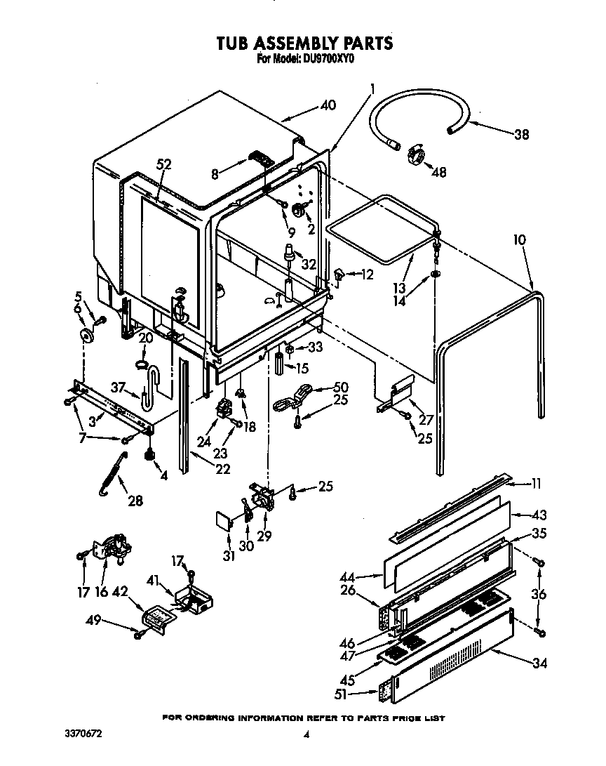 Whirlpool DU9700XY0 tub assembly diagram
