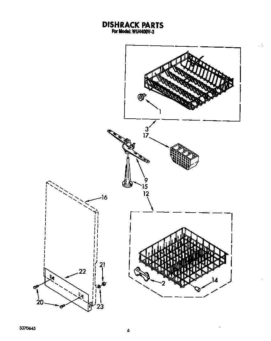 Roper WU4400V3 dishrack diagram