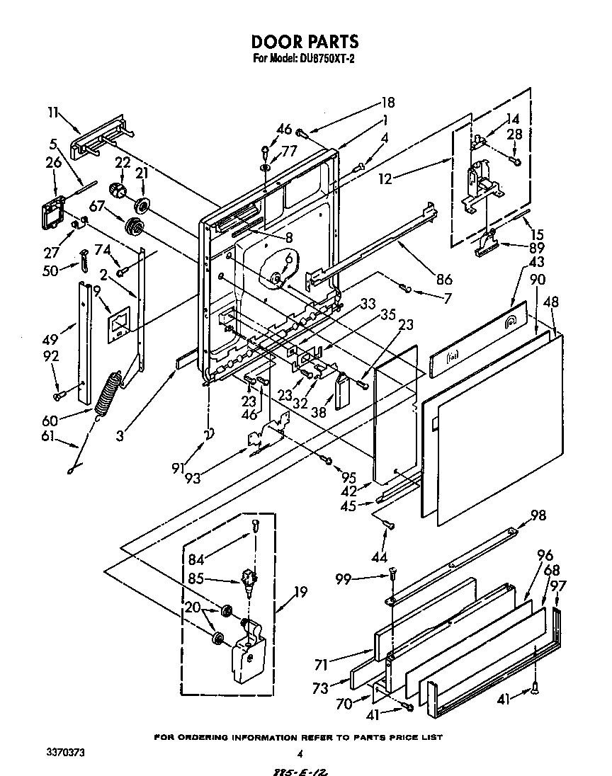 Whirlpool DU8750XT2 door diagram