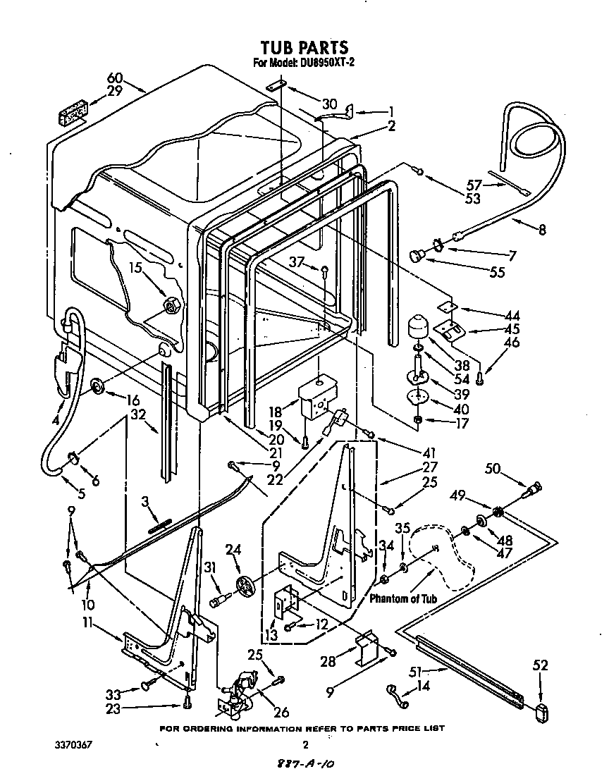 Whirlpool DU8950XT2 tub diagram