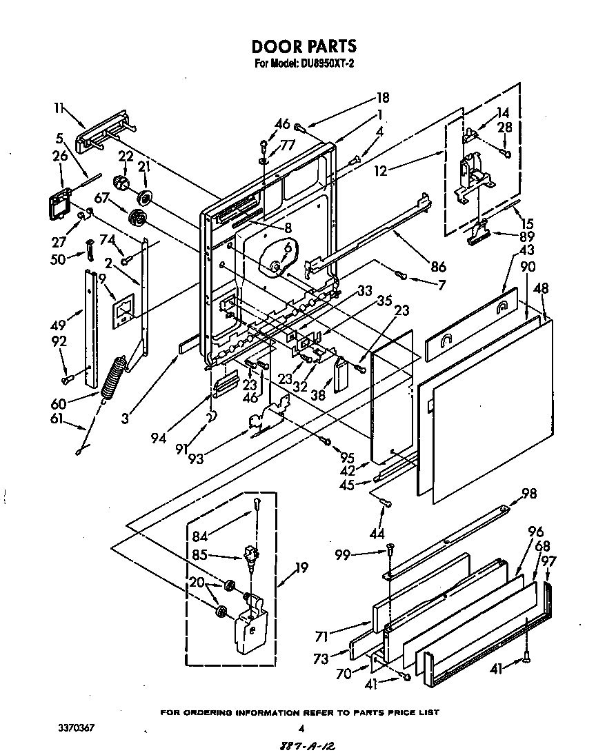 Whirlpool DU8950XT2 door diagram