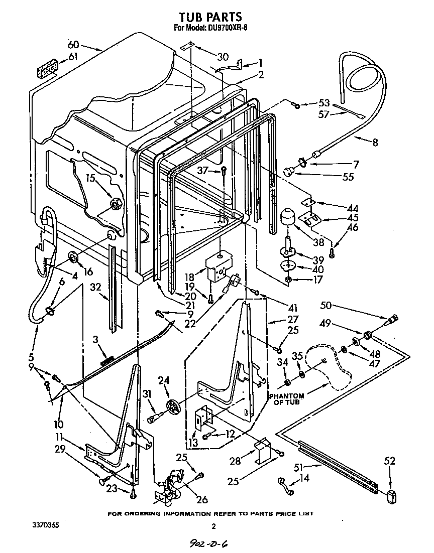 Whirlpool DU9700XR8 tub diagram