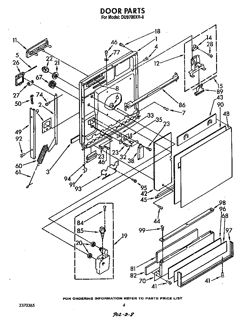 Whirlpool DU9700XR8 door diagram
