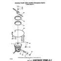 Whirlpool DU8550XT4 heater, pump, and lower spray arm diagram
