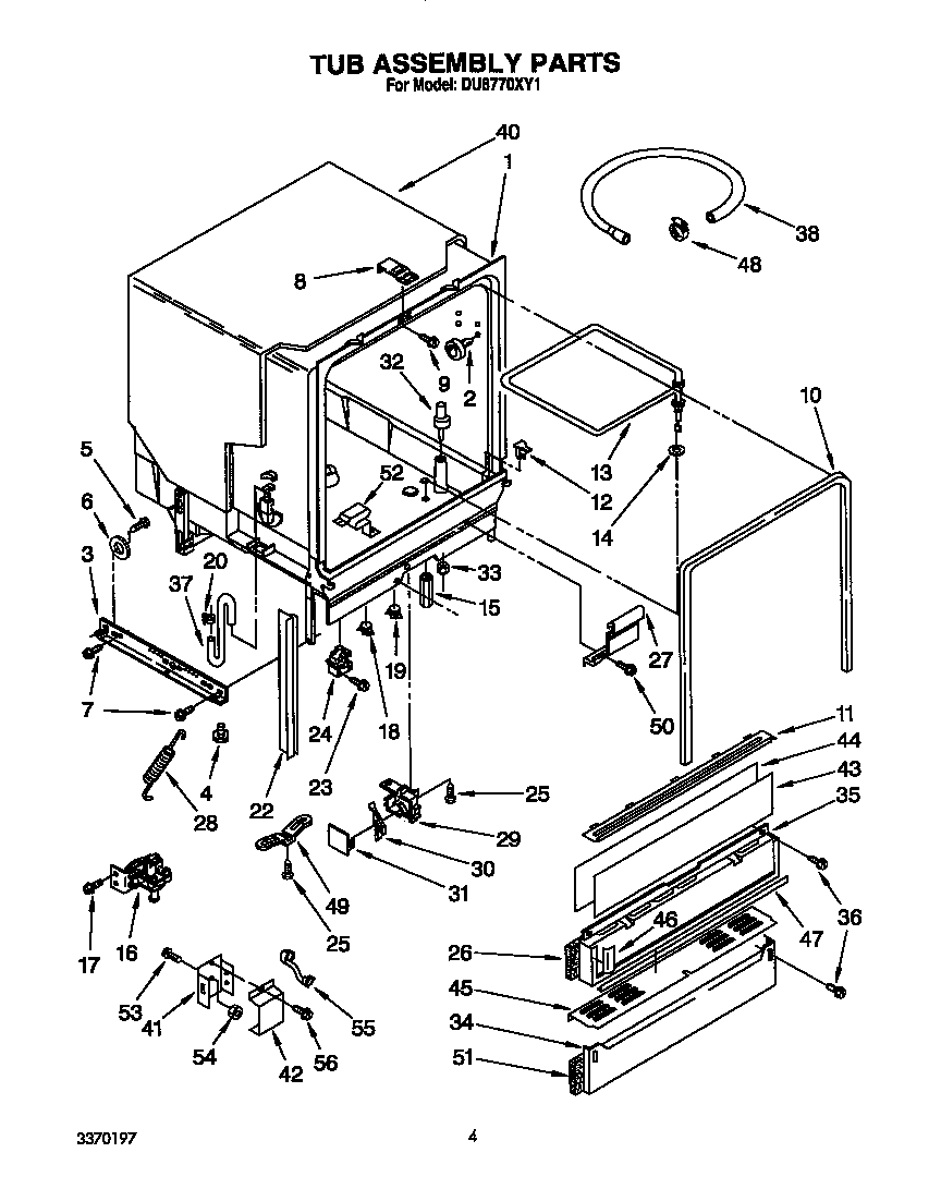 Whirlpool DU8770XY1 tub diagram