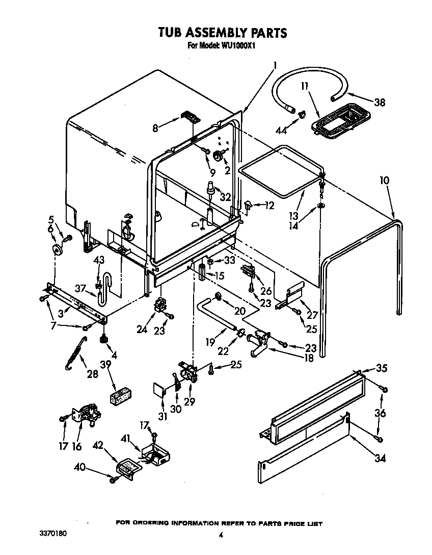 Roper WU1000X1 tub assembly diagram