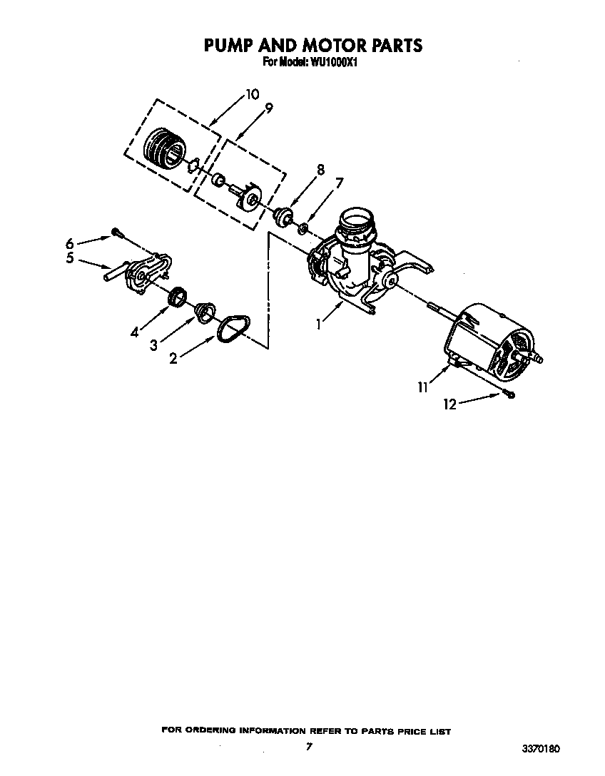 Roper WU1000X1 pump and motor diagram