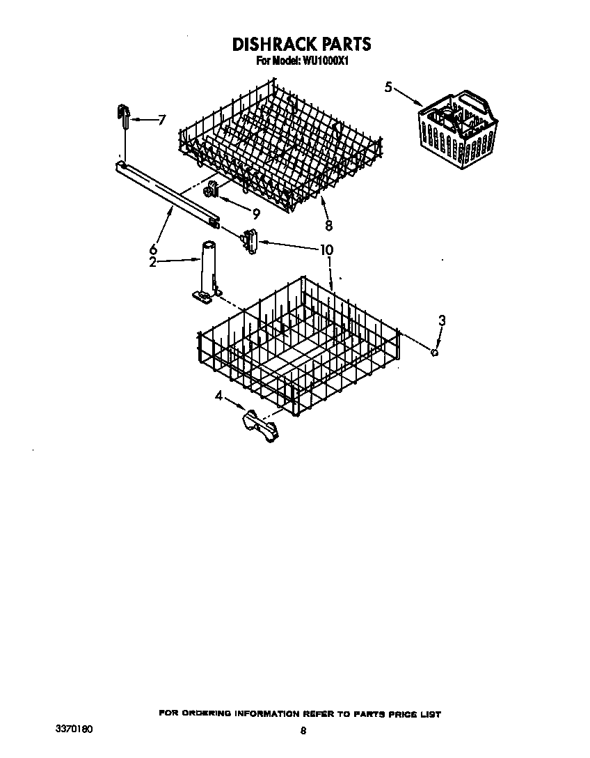 Roper WU1000X1 dishrack diagram