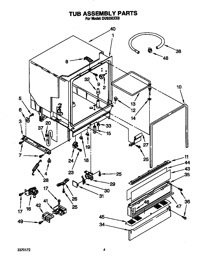 Whirlpool DU8550XX0 tub assembly diagram