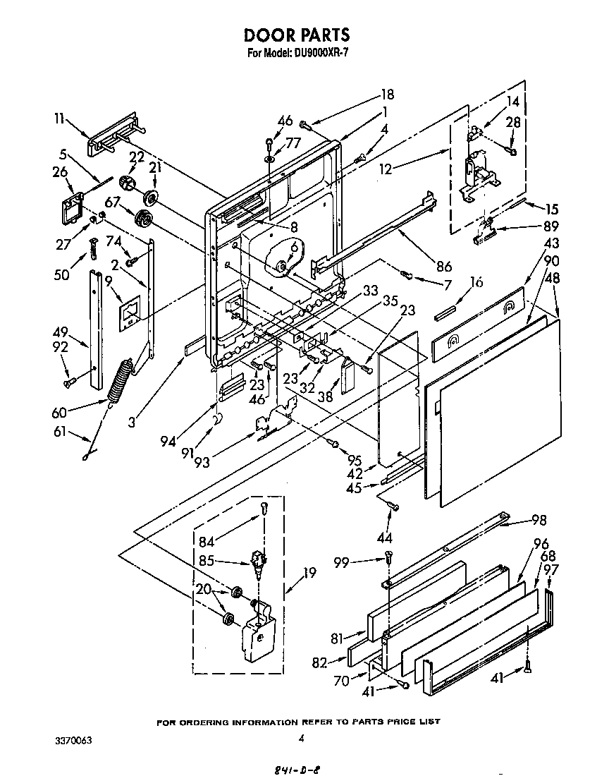 Whirlpool DU9000XR7 door diagram