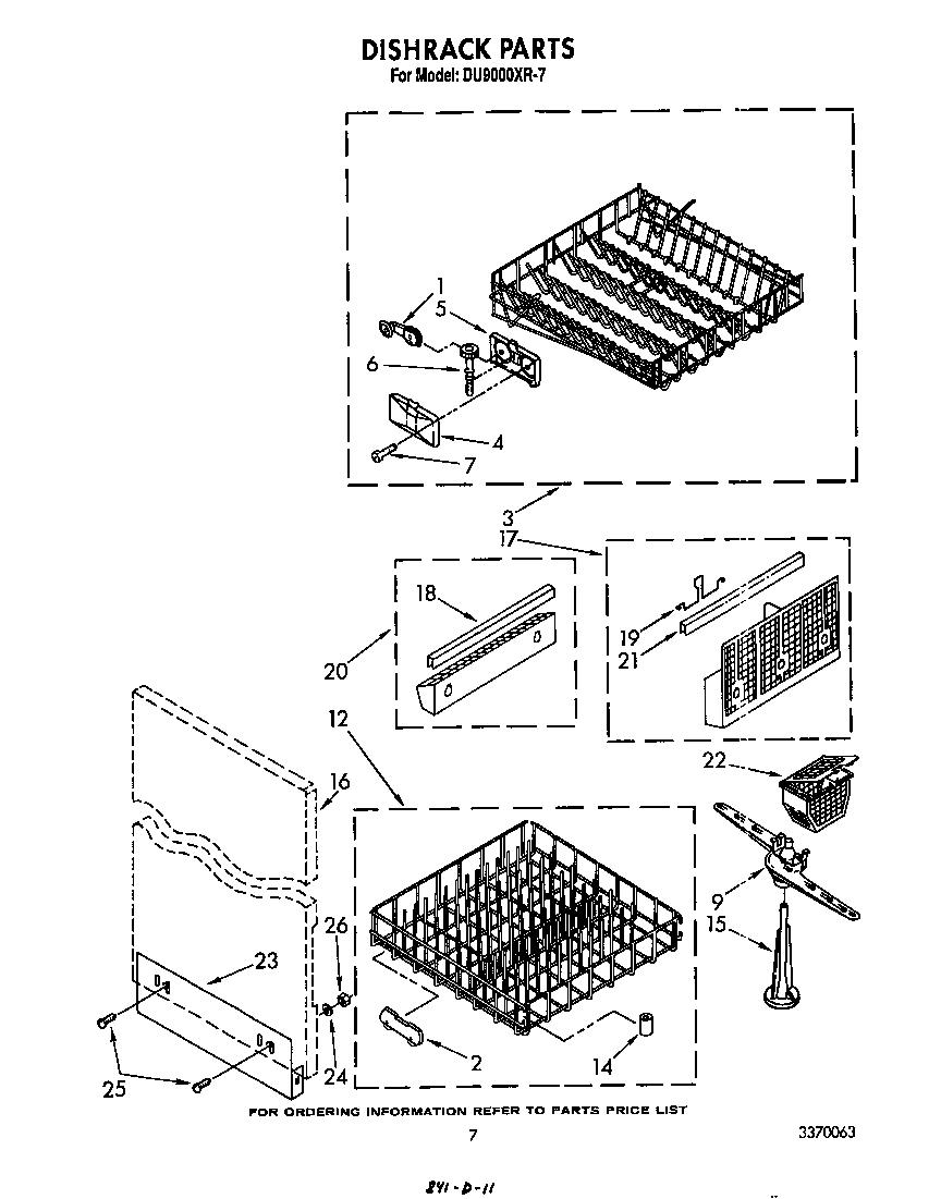 Whirlpool DU9000XR7 dishrack diagram