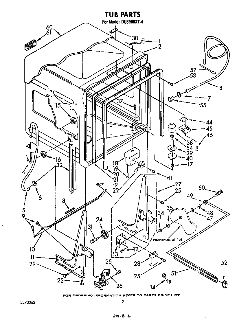 Whirlpool DU8900XT4 tub diagram