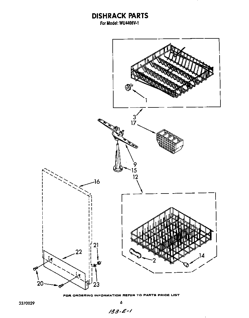 Roper WU4406V1 dishrack diagram