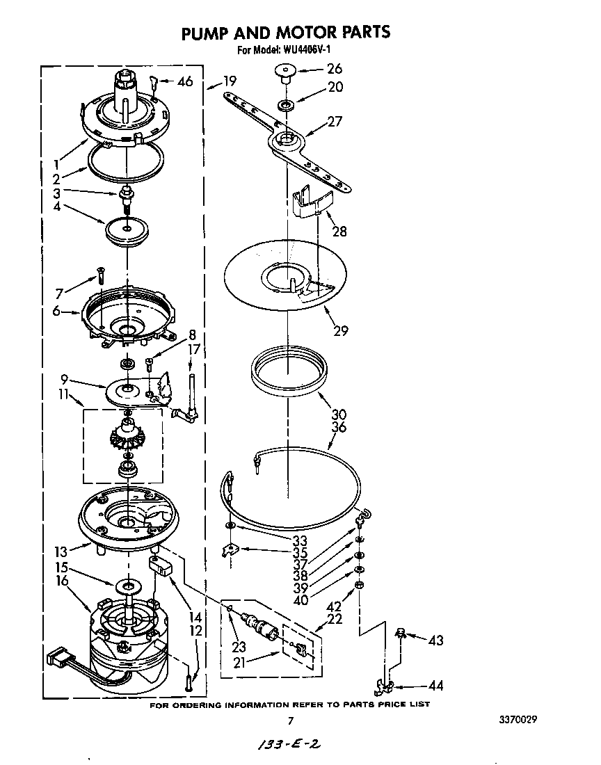 Roper WU4406V1 pump and motor diagram