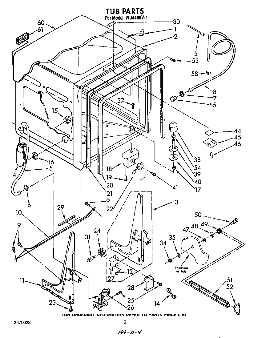 Roper WU4400V1 tub diagram