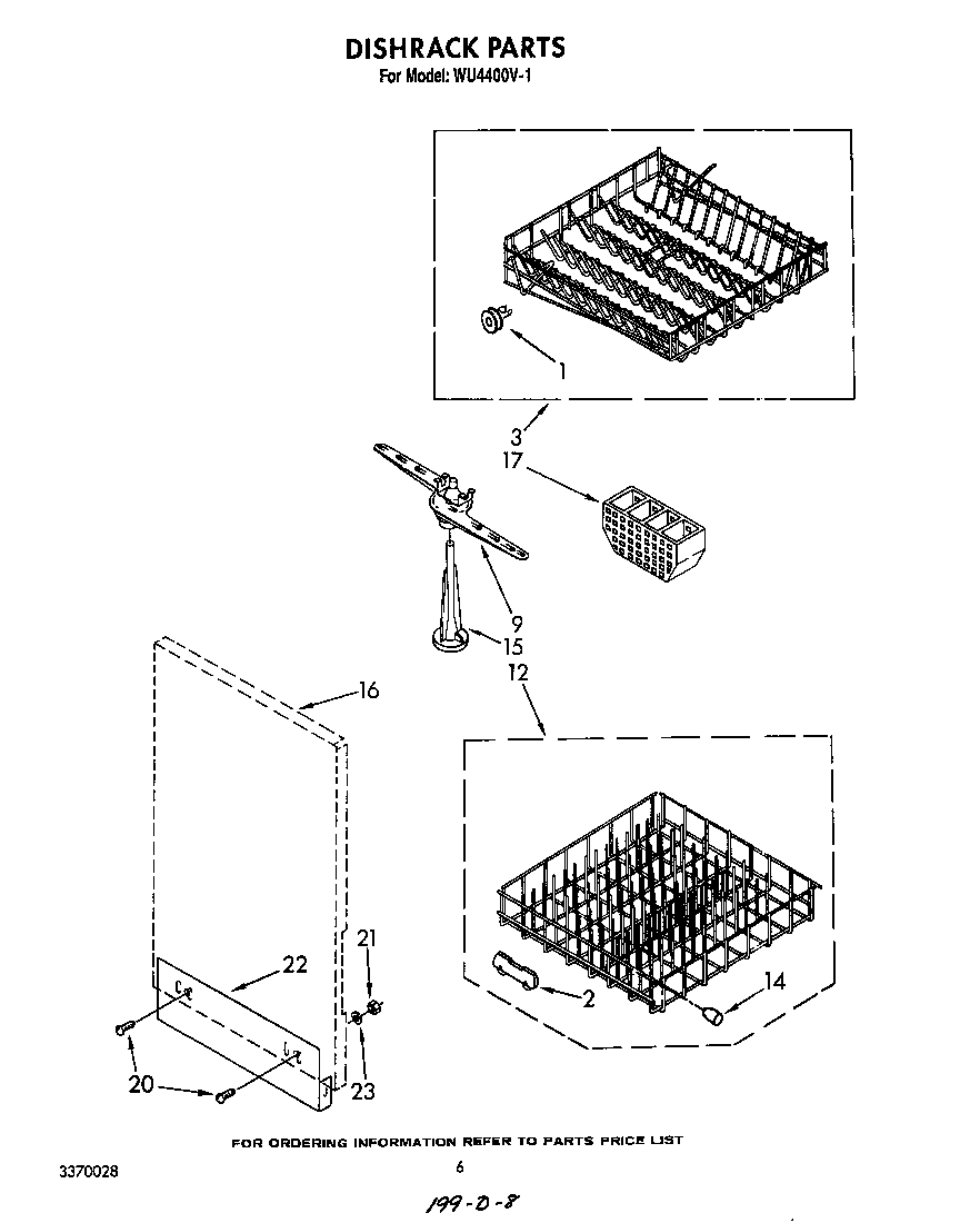 Roper WU4400V1 dishrack diagram