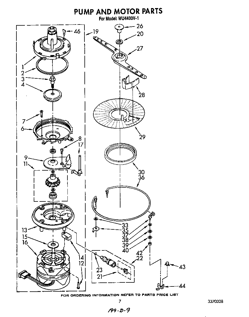 Roper WU4400V1 pump and motor diagram