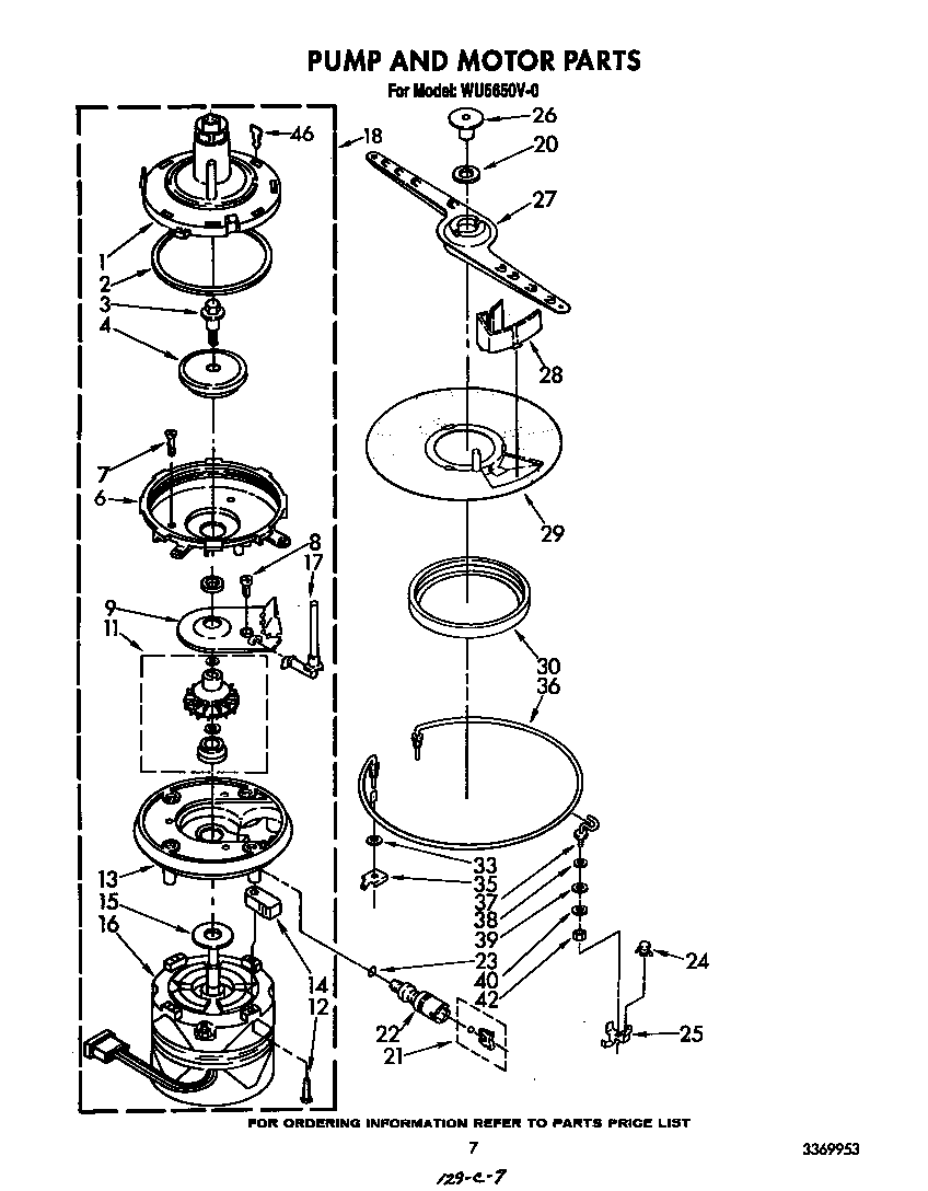 Roper WU5650V0 pump and motor diagram