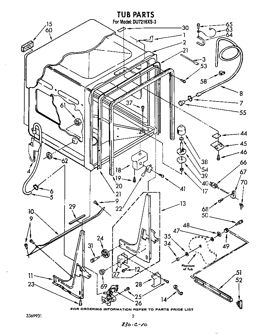 Whirlpool DU7216XS3 tub diagram
