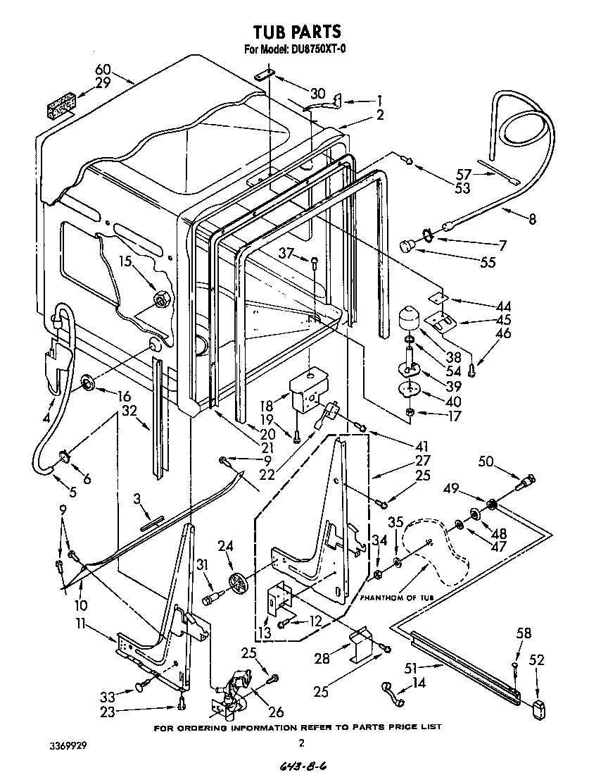 Whirlpool DU8750XT0 tub diagram