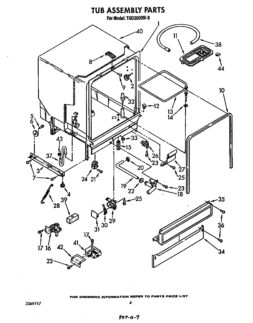 Whirlpool TUD3000W0 tub assembly diagram