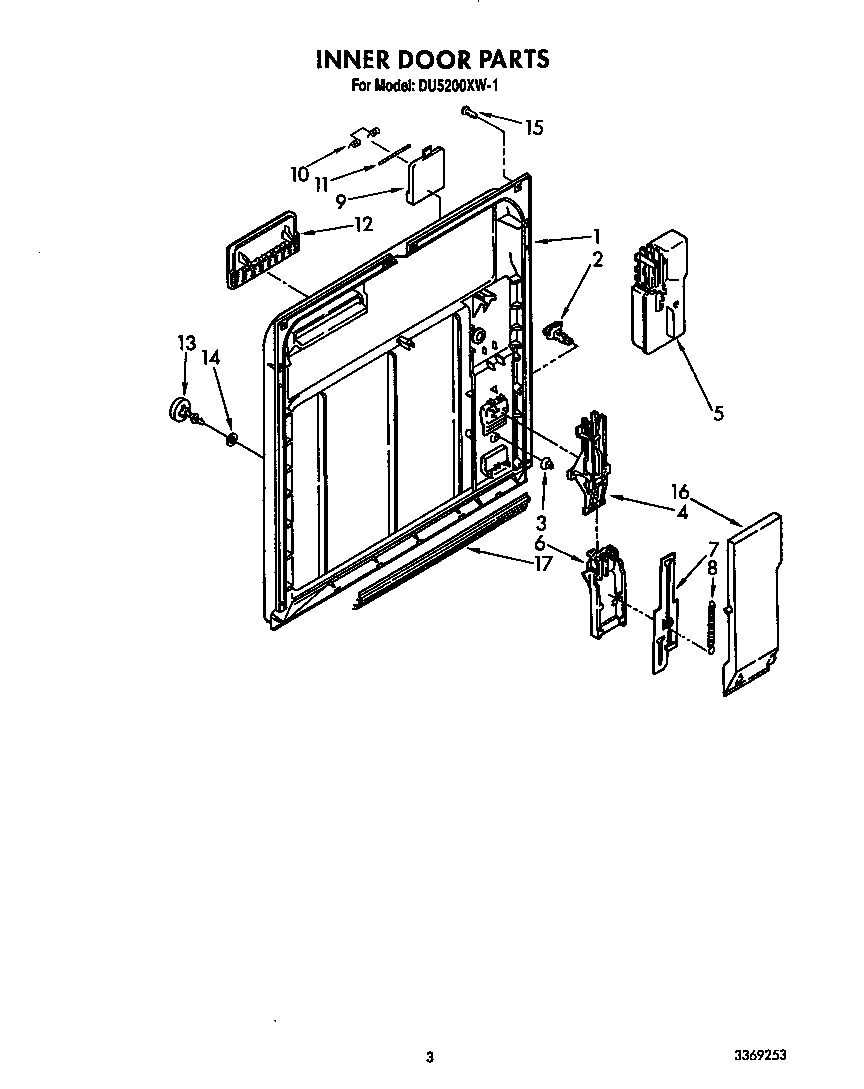 Whirlpool DU5200XW1 inner door diagram