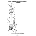 Whirlpool DU9100XT1 heater, pump and lower spray arm diagram